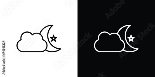 Cloud moon icon design template with outline style