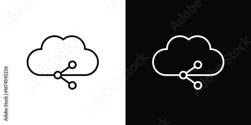 Cloud share icon design template with outline style