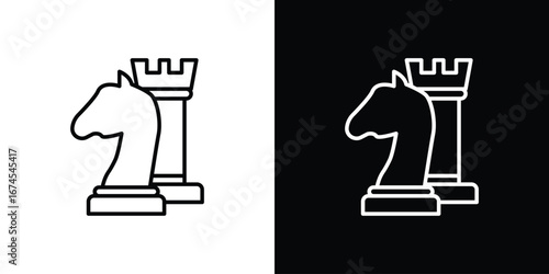 Chess icon design template with outline style
