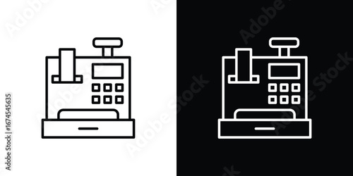 Cash register icon design template with outline style