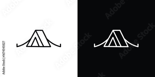 Camping icon design template with outline style