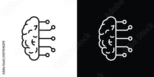 Brain circuit icon design template with outline style