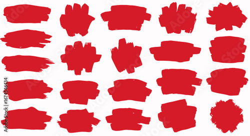 A Collection of Vibrant Red Brush Strokes and Markings with a Painterly Texture Perfect for Graphic Design and Artistic Projects