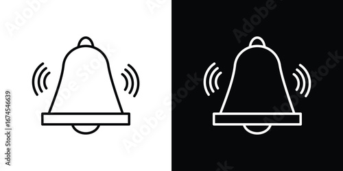 Bell ring icon design template with outline style