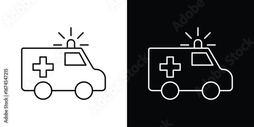 Ambulance icon design template with outline style