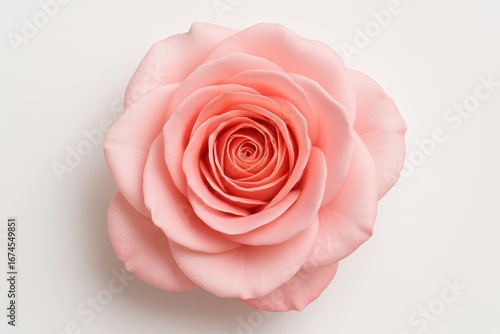 Single pink rose bloom captured in perfect detail for romantic greeting cards