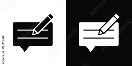 Write comment icon. filled flat sign for mobile concept and web