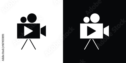 Video camera icon. filled flat sign for mobile concept and web