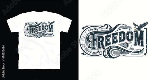 Freedom– motivational typography t-shirt design inspiring hustle mindset, confidence, and determination, perfect for fitness lovers and daily motivation apparel