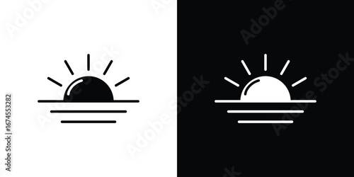 Sunrise icon. filled flat sign for mobile concept and web