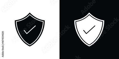 Shield check icon. filled flat sign for mobile concept and web