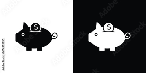 Piggy bank icon. filled flat sign for mobile concept and web