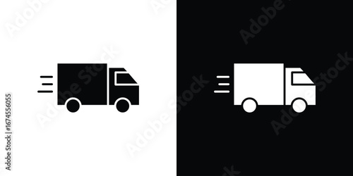 Moving truck icon. filled flat sign for mobile concept and web