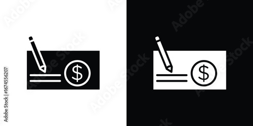 Money check icon. filled flat sign for mobile concept and web