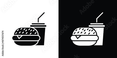 Hamburger soda icon. filled flat sign for mobile concept and web