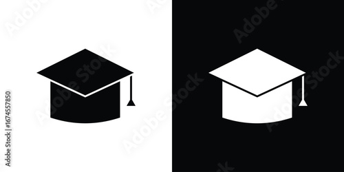 Graduation cap icon. filled flat sign for mobile concept and web