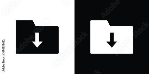 Folder download icon. filled flat sign for mobile concept and web