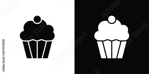 Cupcake icon. filled flat sign for mobile concept and web