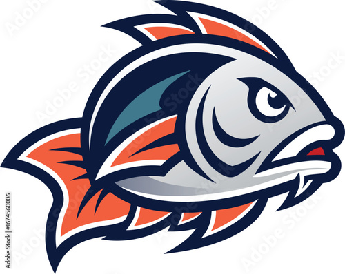 Bold outline tilapia head mascot logo vector illustration scalable graphic design
