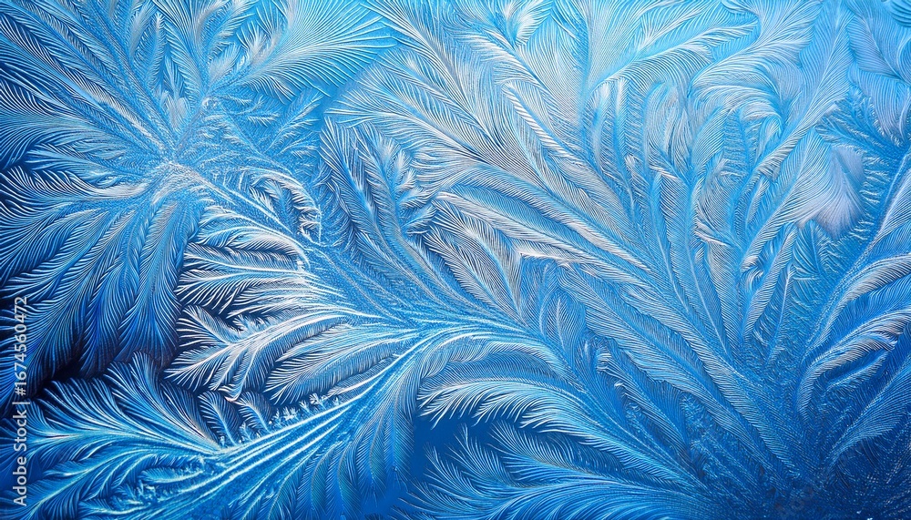 Obraz premium icy blue frost texture with delicate crystalline details forming intricate patterns creating a refreshing and winter inspired abstract look