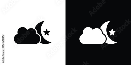 Cloud moon icon. filled flat sign for mobile concept and web