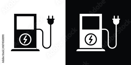 Charging station icon. filled flat sign for mobile concept and web