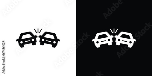 Car crash icon. filled flat sign for mobile concept and web