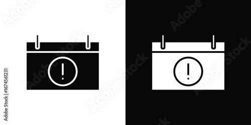 Calendar exclamation icon. filled flat sign for mobile concept and web