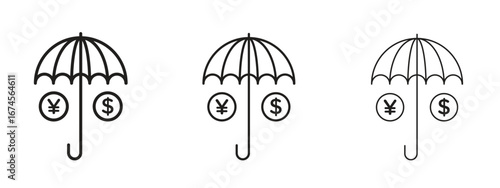 assets protection icon in linear versions. Editable line