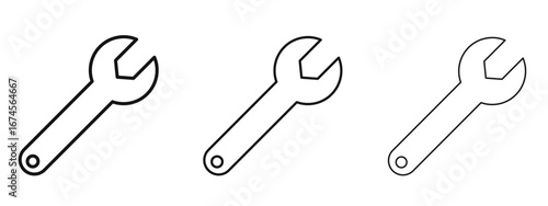 Wrench icon in linear versions. Editable line