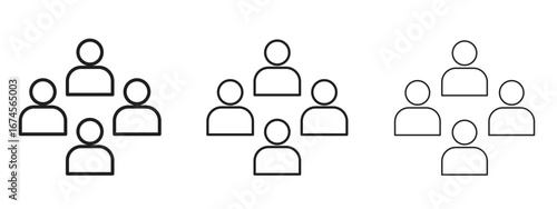 Users icon in linear versions. Editable line