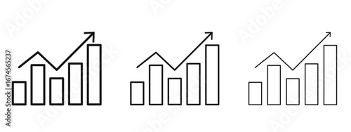 Trend Arrow icon in linear versions. Editable line