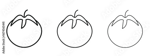 Tomato icon in linear versions. Editable line