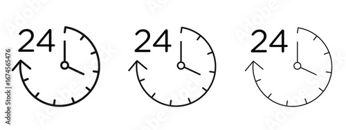 Time twenty four icon in linear versions. Editable line