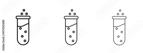 Test tube icon in linear versions. Editable line