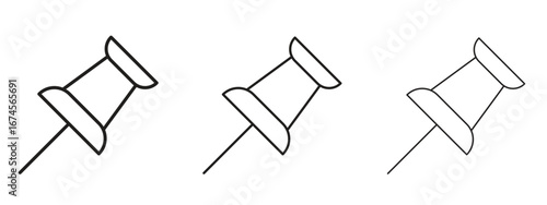 Thumbtack icon in linear versions. Editable line