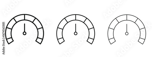 Tachometer icon in linear versions. Editable line