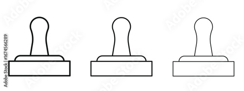 Stamp icon in linear versions. Editable line