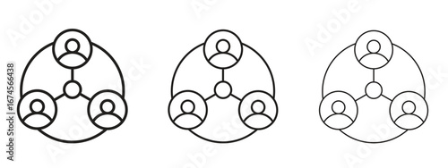 Social network icon in linear versions. Editable line