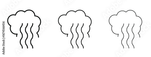 Smoke icon in linear versions. Editable line