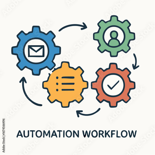 Gears illustrating simple automation tasks in a workflow process