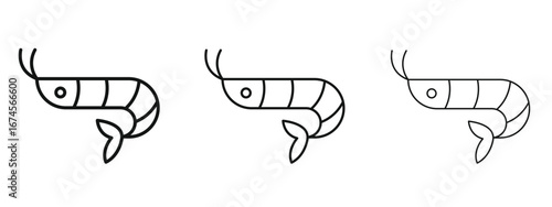 Shrimp icon in linear versions. Editable line