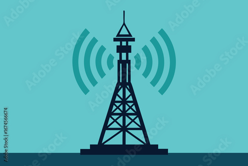 Cell Phone Tower icon of silhouette vector illustration