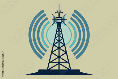 Cell Phone Tower icon of silhouette vector illustration