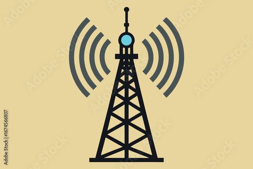 Cell Phone Tower icon of silhouette vector illustration