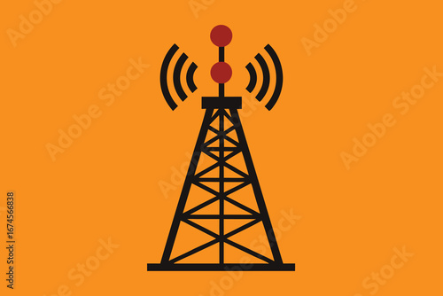 Cell Phone Tower icon of silhouette vector illustration