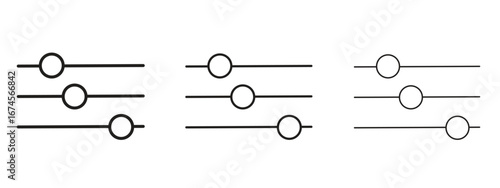 Settings sliders icon in linear versions. Editable line