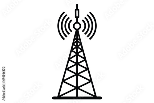 Cell Phone Tower icon of silhouette vector illustration