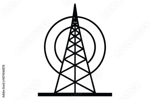 Cell Phone Tower icon of silhouette vector illustration