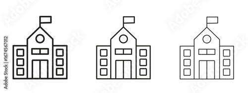 school icon in linear versions. Editable line